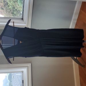 H by Halston Asymmetrical Navy Mesh Insert Dress sz 0